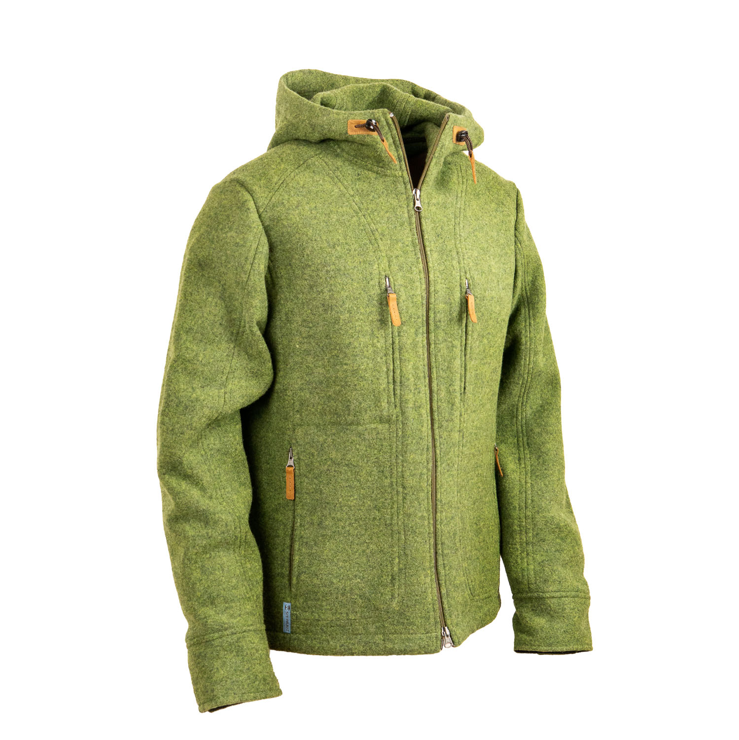 grüne Kapuzenjacke aus Loden flauschige Lodenjacke mit Kapuze, grün