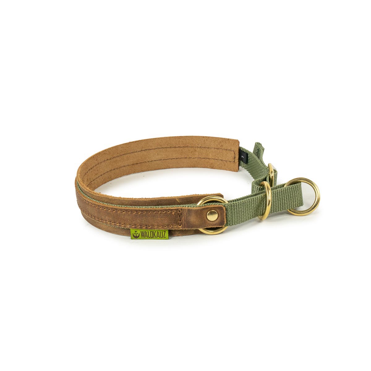 Zug-Stopp-Halsung oliv mittelgroßes Zug-Stopp-Halsband oliv