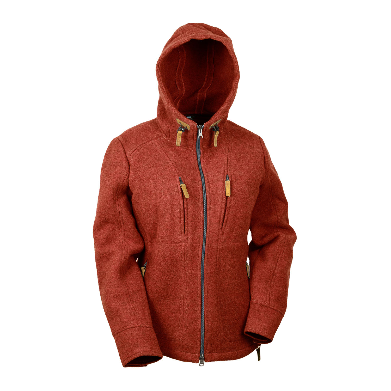 rote Damenjacke aus Lodenfleece rote Kapuzenjacke für Damen mit Kapuze