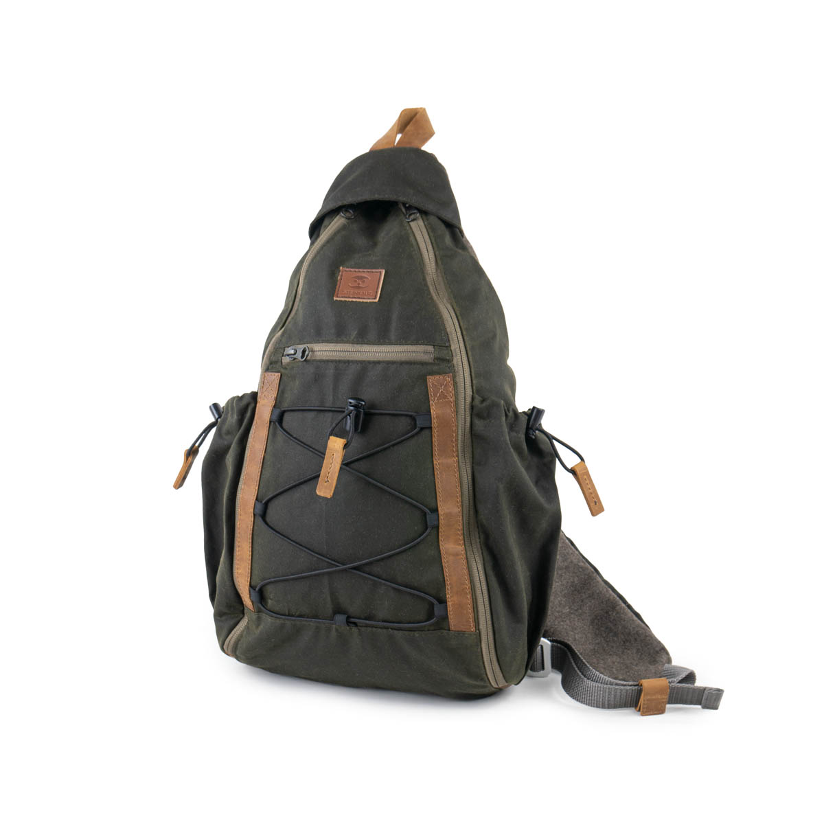 STEINKAUZ-Schultertasche "Querkopf", Waxed Cotton, Oliv STEINKAUZ-Schultertasche "Querkopf", Waxed Cotton, Oliv