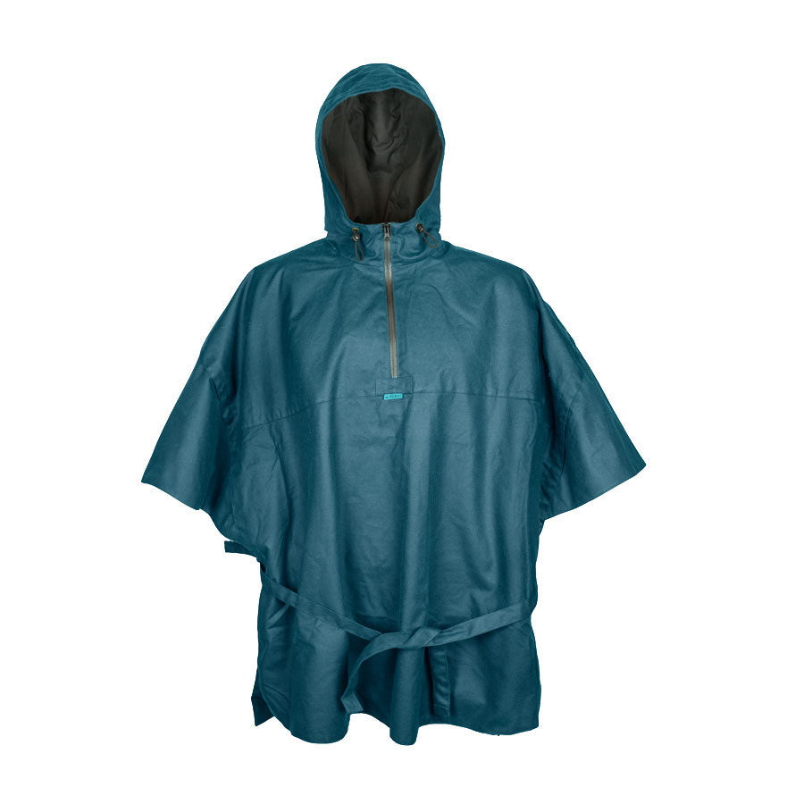 Rain cape "Wassermann" made of Waxcotton, petrol blue Rain cape "Wassermann" made of Waxcotton, petrol blue
