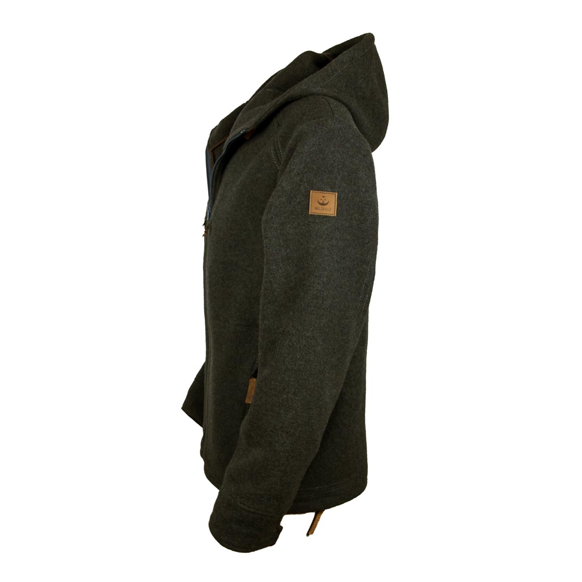 schwarze Lodenjacke mit Kapuze