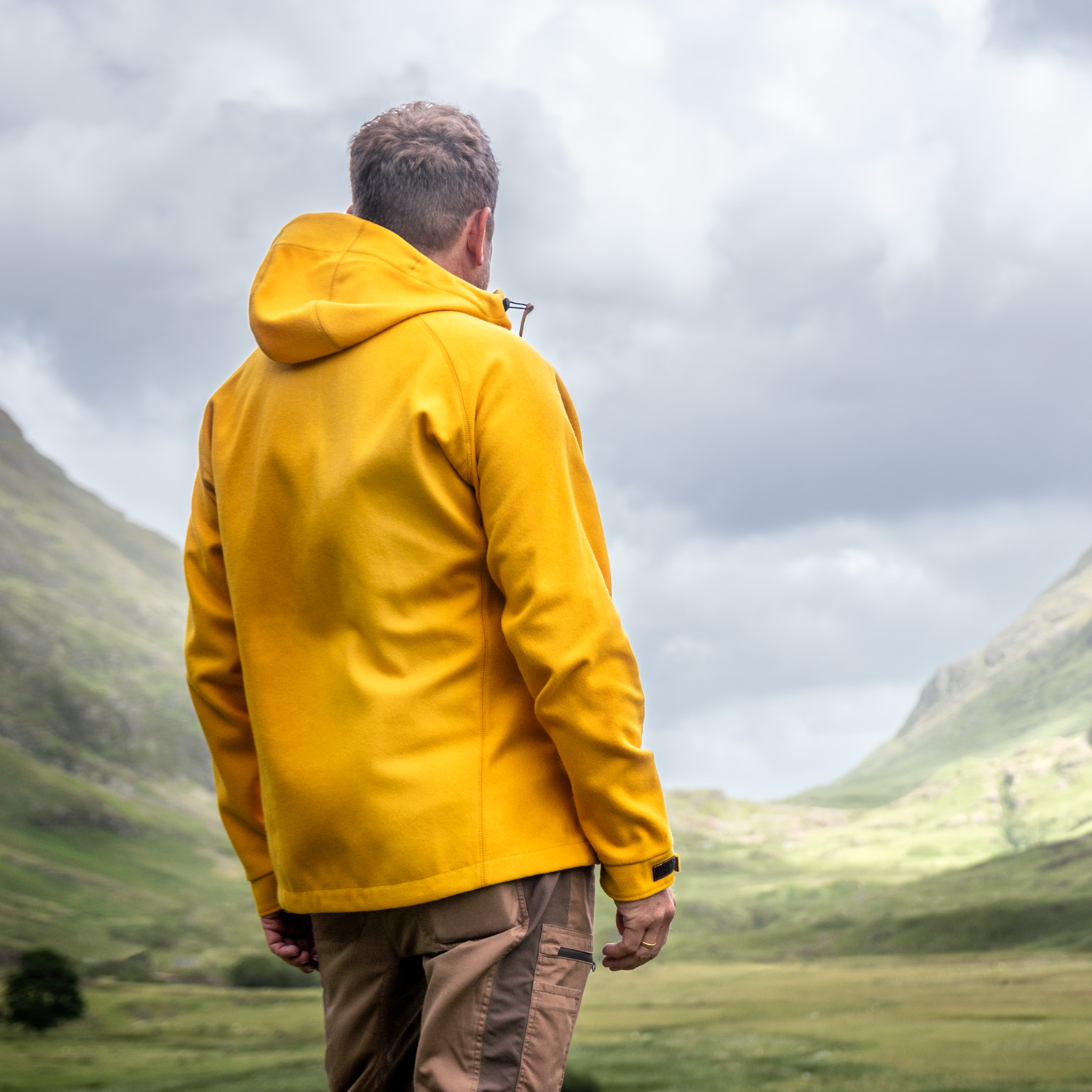 Herren Lodenjacke Kapuzenraudi Gelb