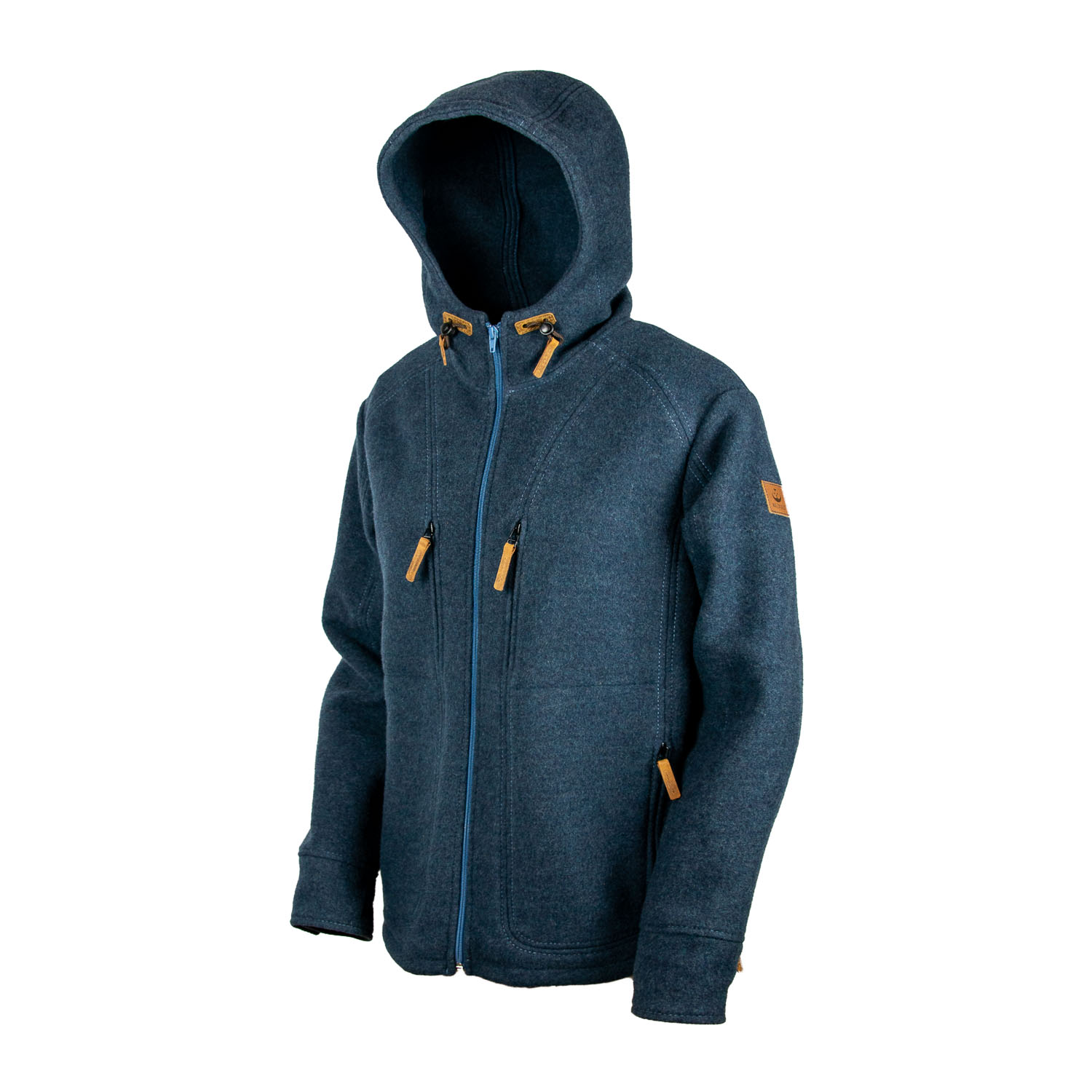 blaue Herrenjacke aus Lodenfleece blaue Herrenjacke mit Kapuze aus Loden