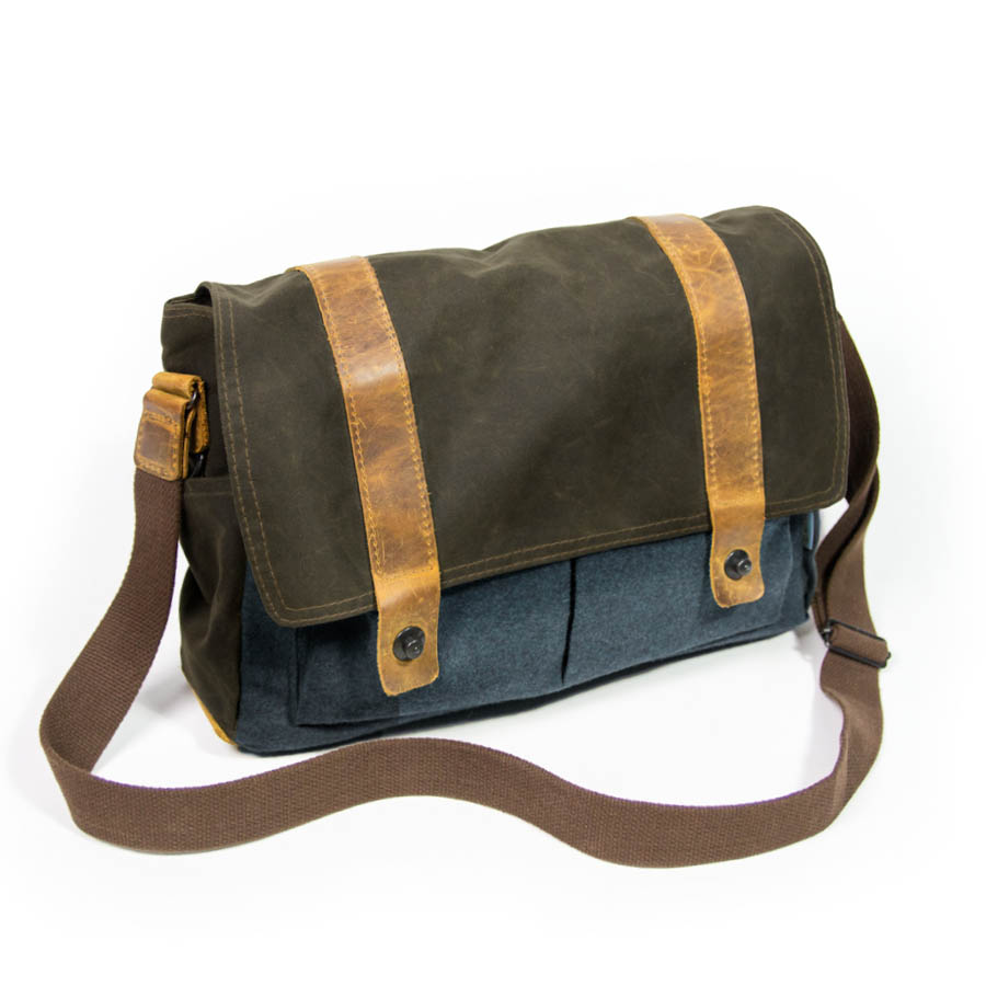 Waxed Cotton Tasche "Landeck", Petrolblau Waxed Cotton Tasche "Landeck", Petrolblau