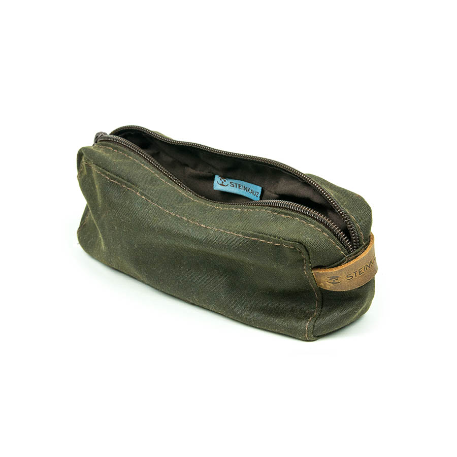 Small waxed cotton pouch