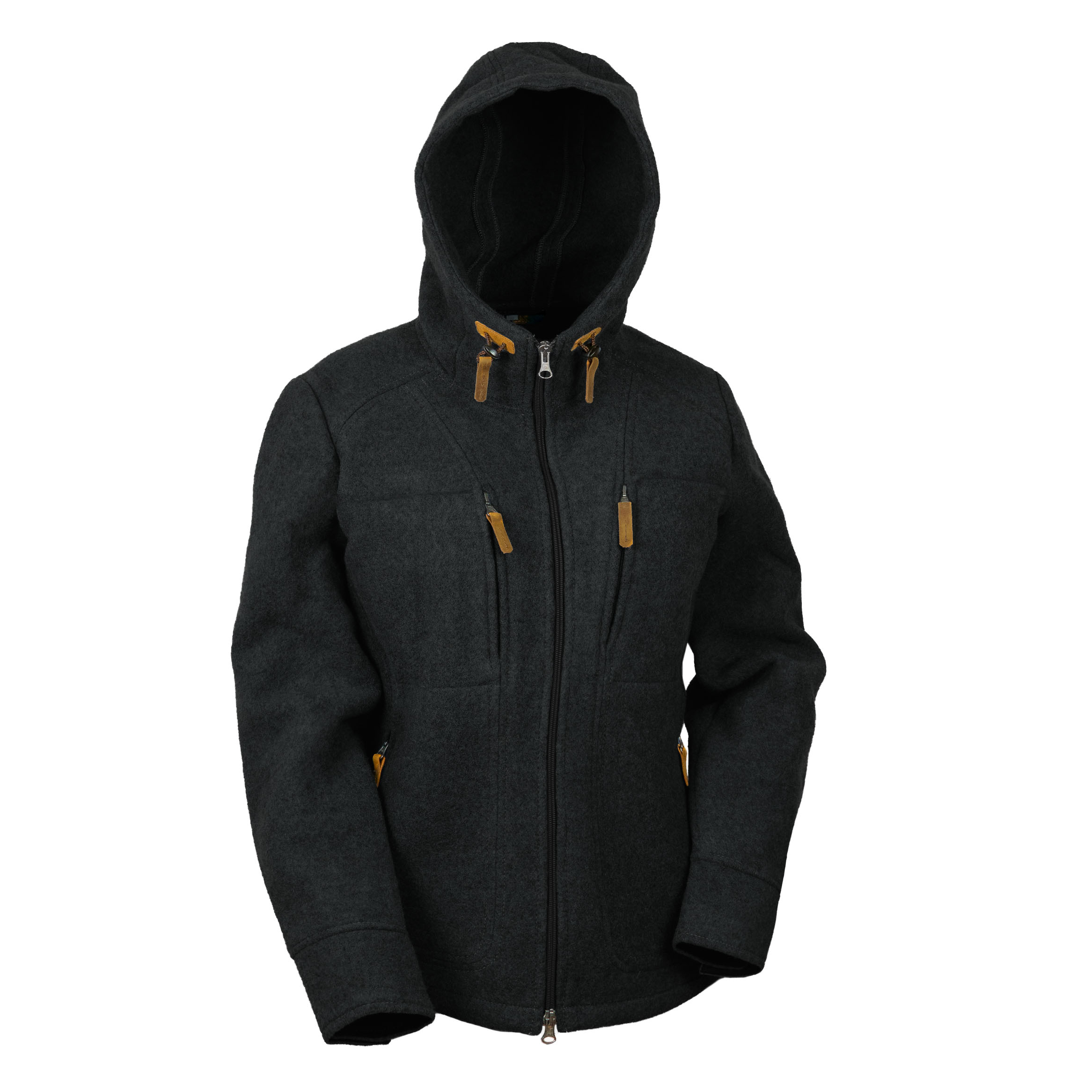 Lodenfleecejacke "Kapuzenwally" - Schwarz