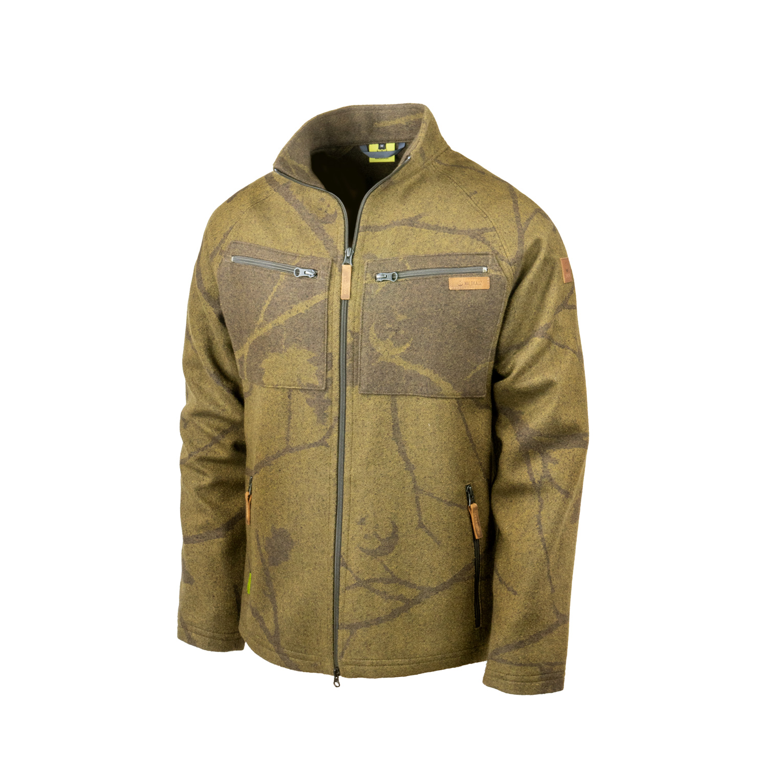 Tarnjacke Verschwindibus Lodenjacke mit grünem Tarnmuster Frontansicht