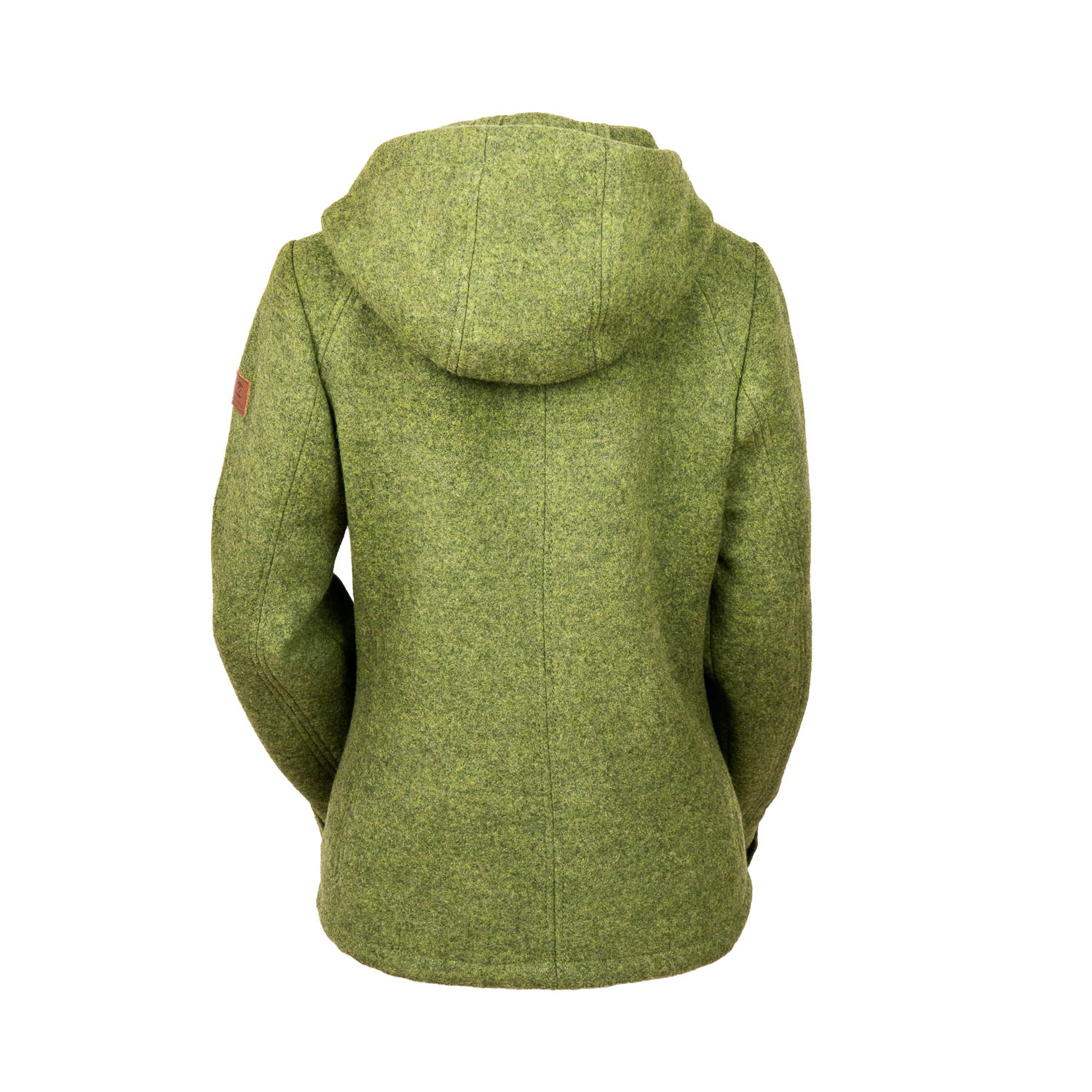 grüne Kapuzenjacke für Damen aus Loden