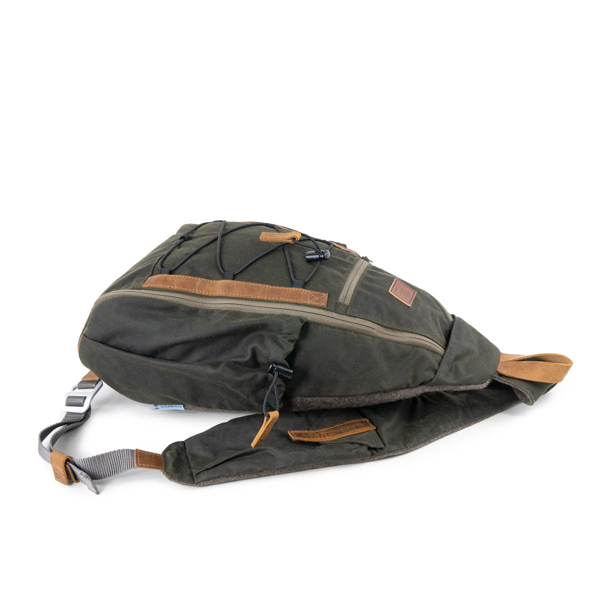 STEINKAUZ-Schultertasche "Querkopf", Waxed Cotton, Oliv