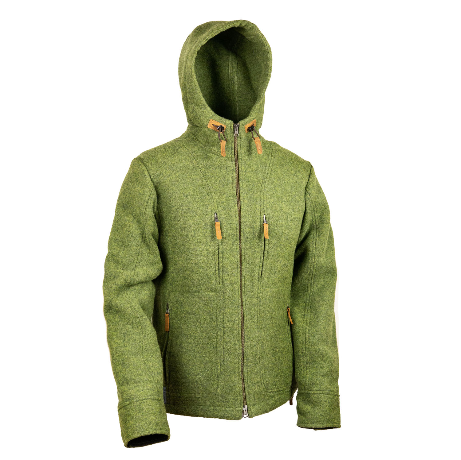 grüne Kapuzenjacke aus Lodenfleece grüne Lodenjacke mit Kapuze